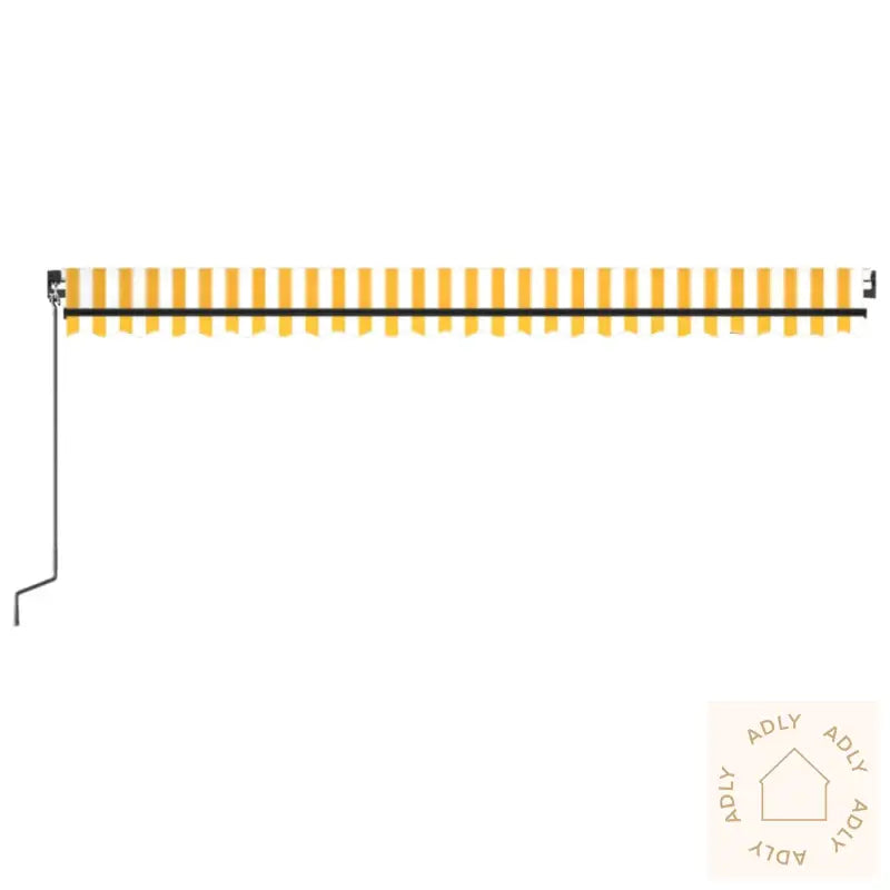 Manuell Uttrekkbar Markise Med Led 500X350 Cm Gul Og Hvit