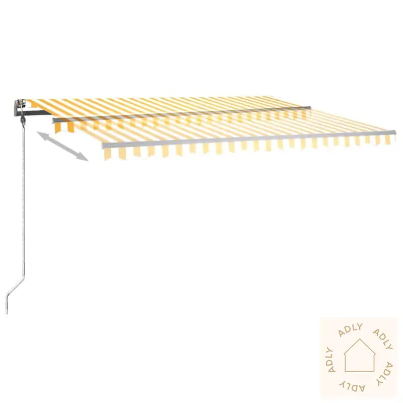 Manuell Uttrekkbar Markise Med Led 400X300 Cm Gul Og Hvit