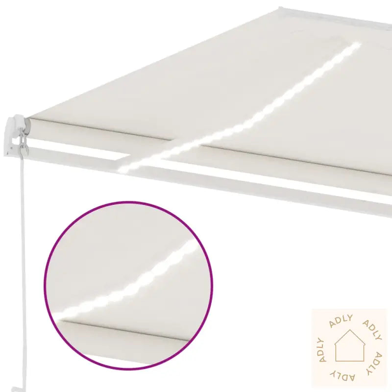 Manuell Uttrekkbar Markise Med Led 500X350 Cm Kremhvit