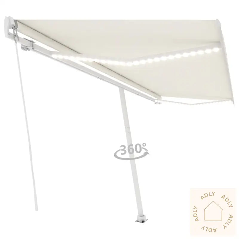 Manuell Uttrekkbar Markise Med Led 500X350 Cm Kremhvit