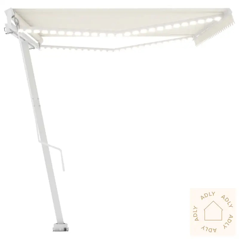 Manuell Uttrekkbar Markise Med Led 500X350 Cm Kremhvit