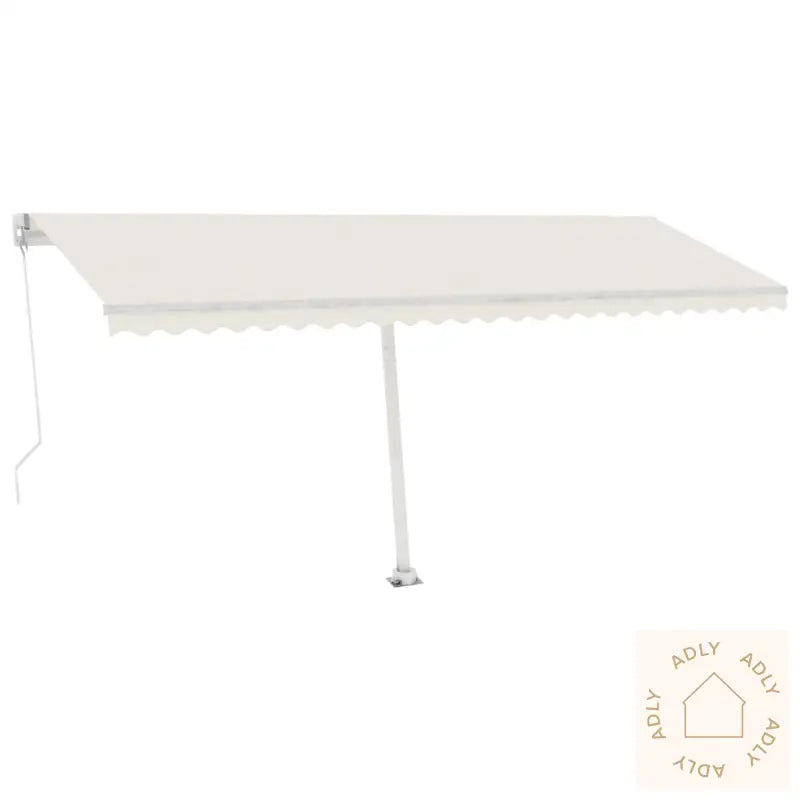 Manuell Uttrekkbar Markise Med Led 500X350 Cm Kremhvit