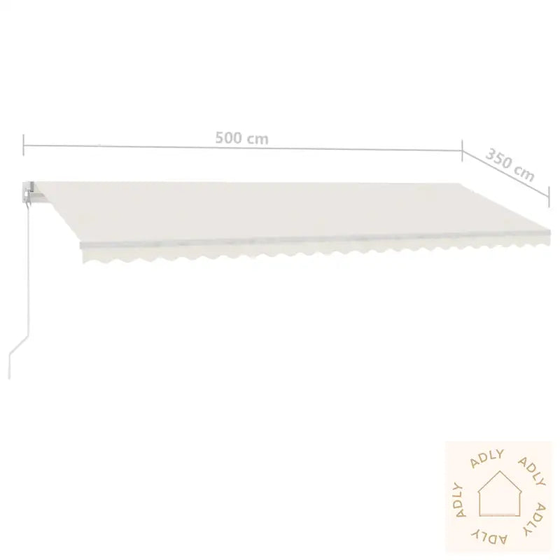 Manuell Uttrekkbar Markise Med Led 500X350 Cm Kremhvit