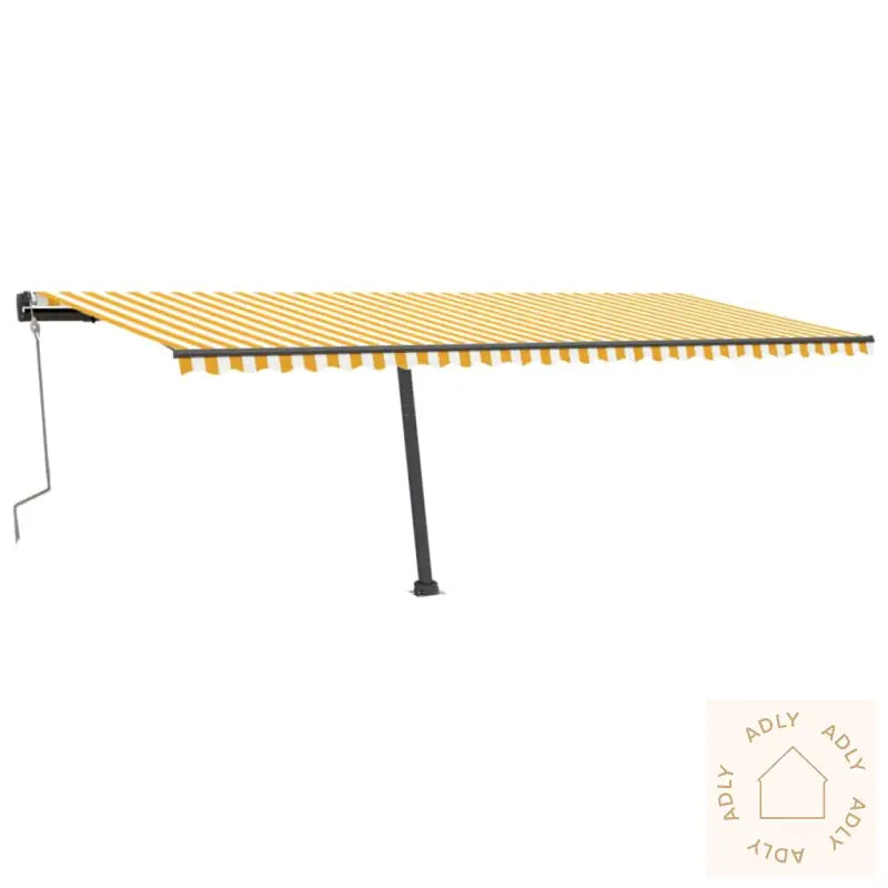 Frittstående Manuell Uttrekkbar Markise 600X300 Cm Gul/Hvit