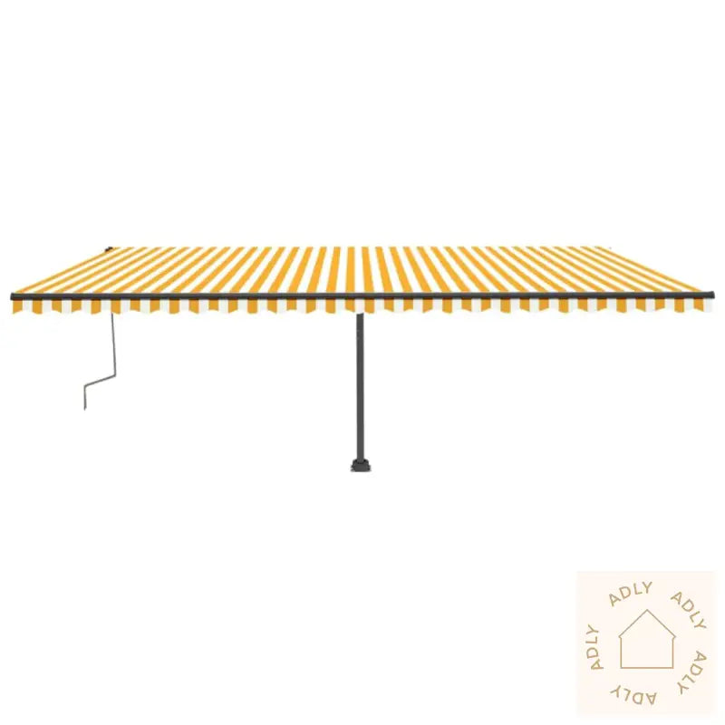 Frittstående Manuell Uttrekkbar Markise 600X300 Cm Gul/Hvit