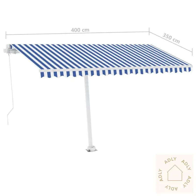 Frittstående Manuell Uttrekkbar Markise 400X350 Cm Blå/Hvit
