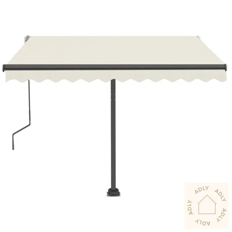 Frittstående Manuell Uttrekkbar Markise 350X250 Cm Kremhvit