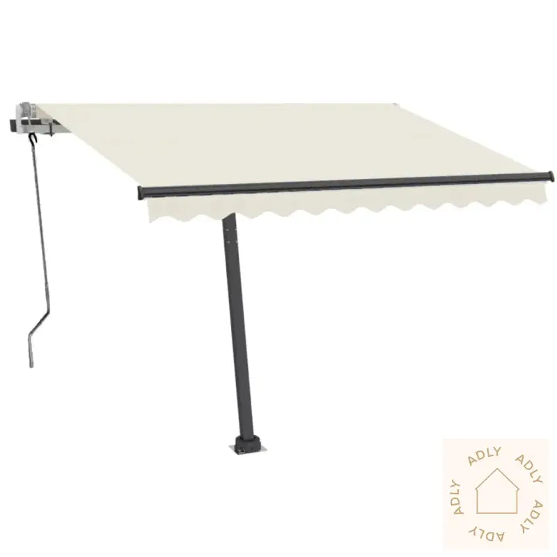 Frittstående Manuell Uttrekkbar Markise 350X250 Cm Kremhvit