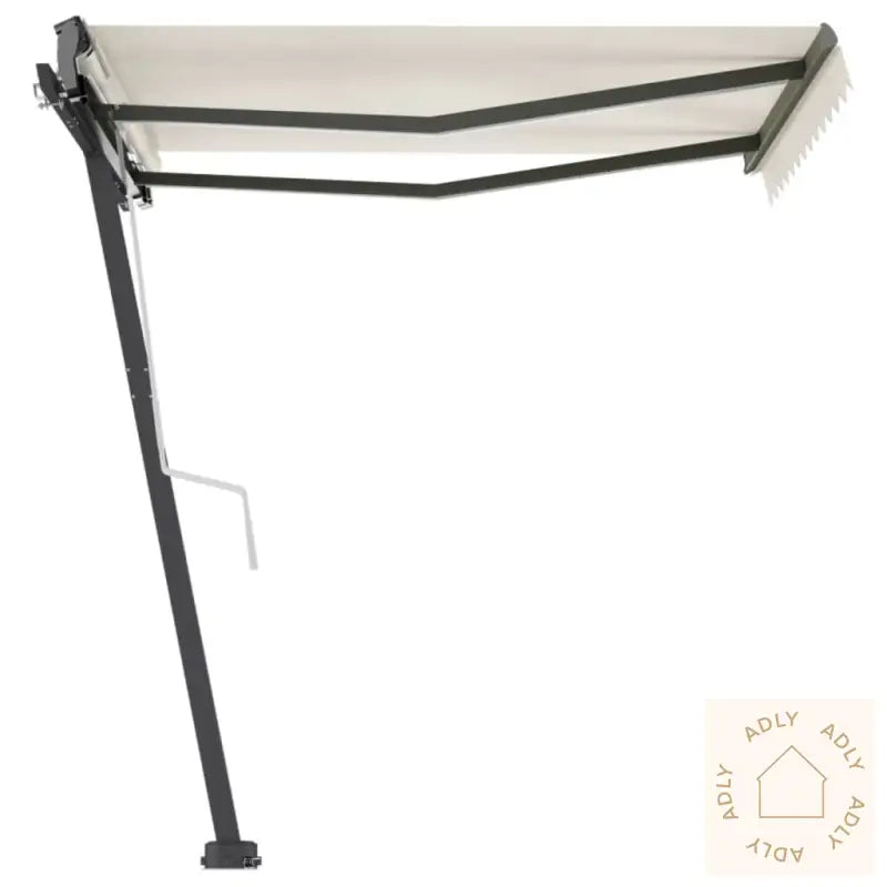 Frittstående Manuell Uttrekkbar Markise 350X250 Cm Kremhvit