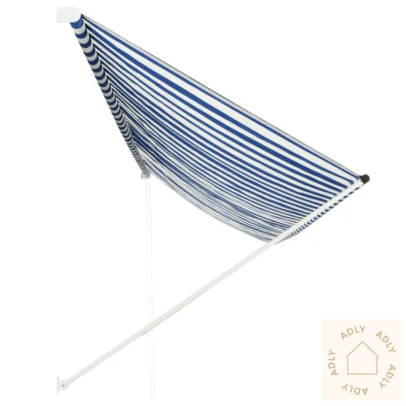 Uttrekkbar Markise 400X150 Cm Blå Og Hvit