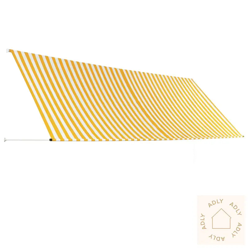 Uttrekkbar Markise 400X150 Cm Gul Og Hvit