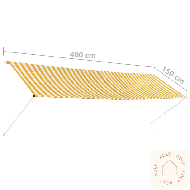 Uttrekkbar Markise 400X150 Cm Gul Og Hvit