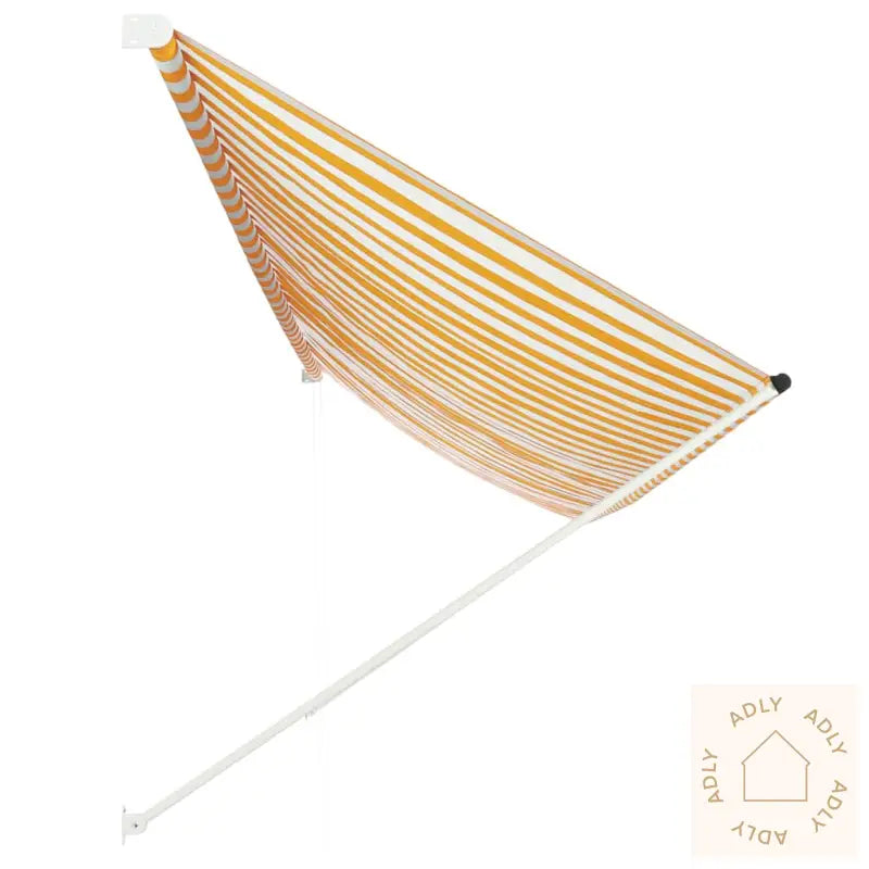 Uttrekkbar Markise 400X150 Cm Gul Og Hvit