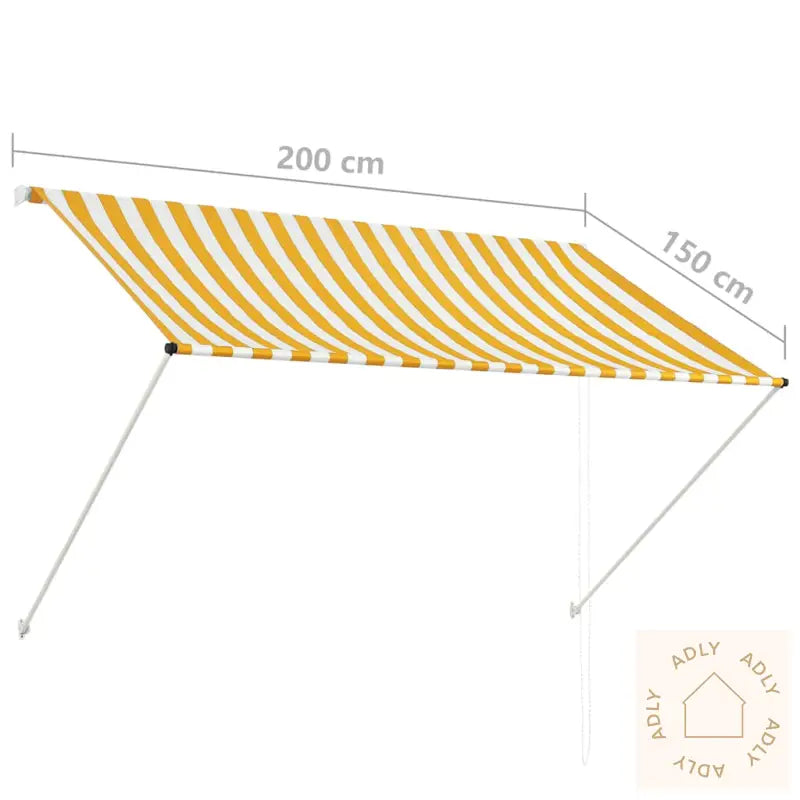 Uttrekkbar Markise 200X150 Cm Gul Og Hvit