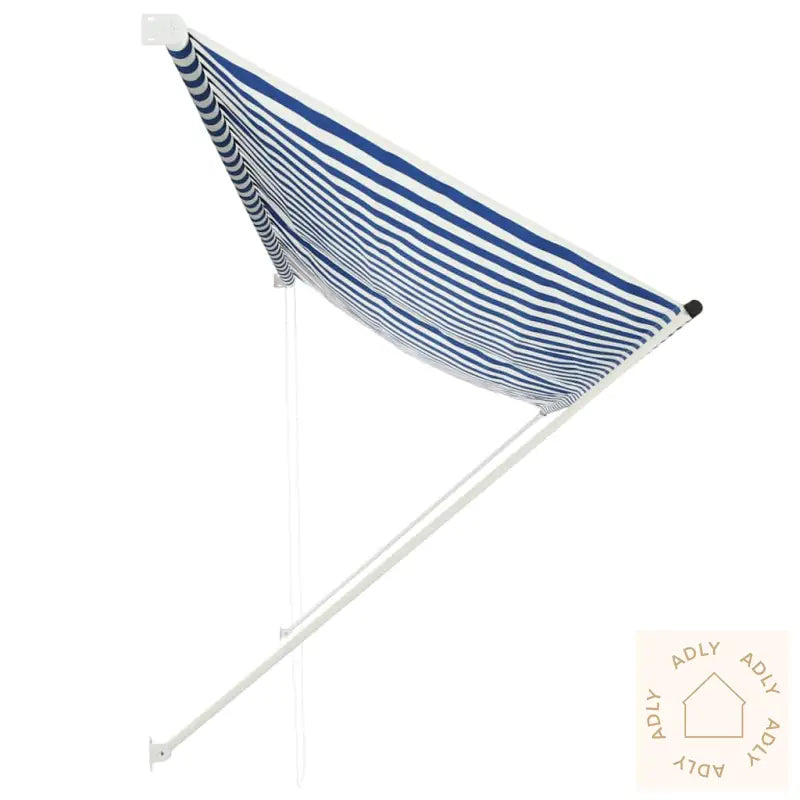 Uttrekkbar Markise 350X150 Cm Blå Og Hvit