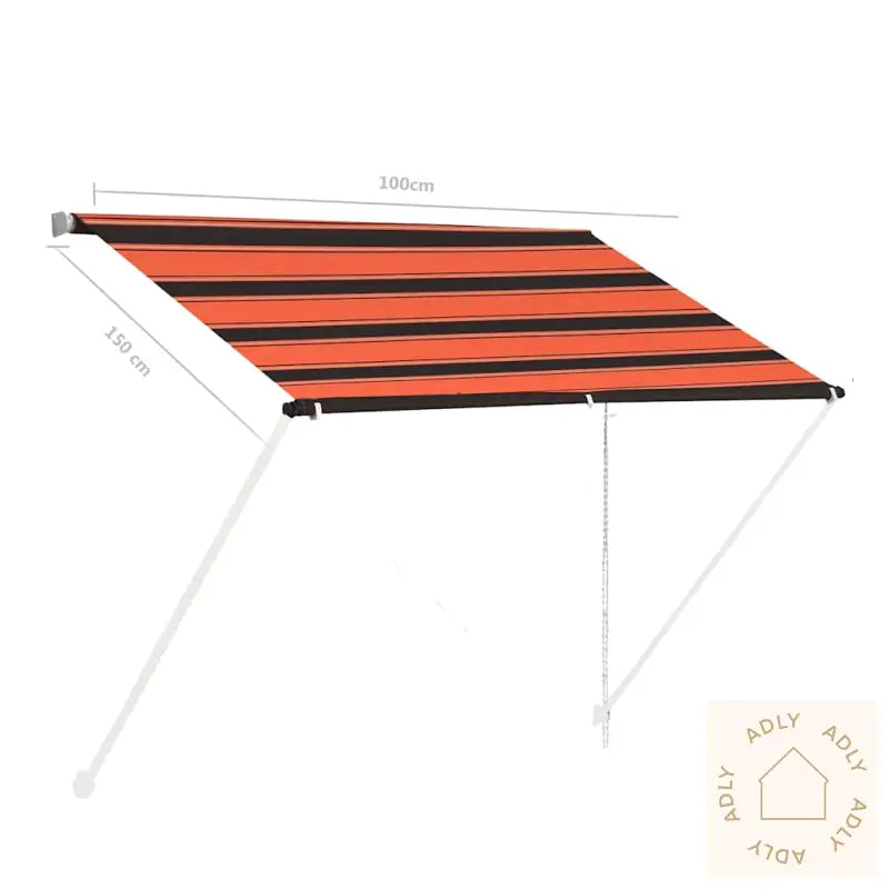 Uttrekkbar Markise 100X150 Cm Oransje Og Brun