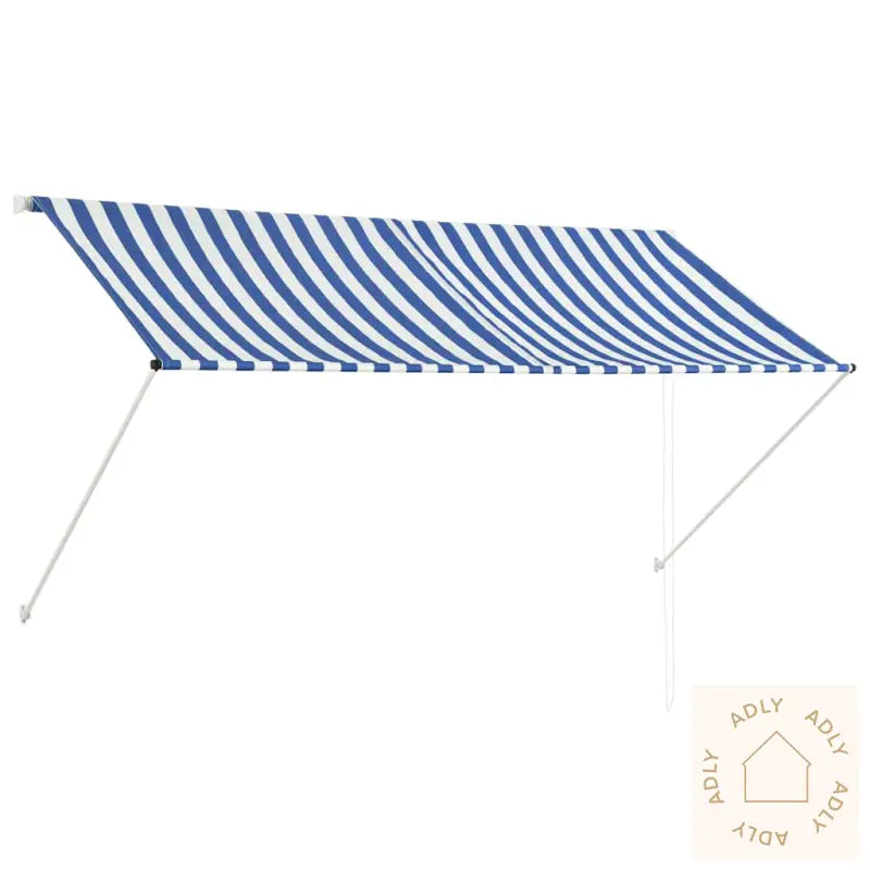 Uttrekkbar Markise 250X150 Cm Blå Og Hvit