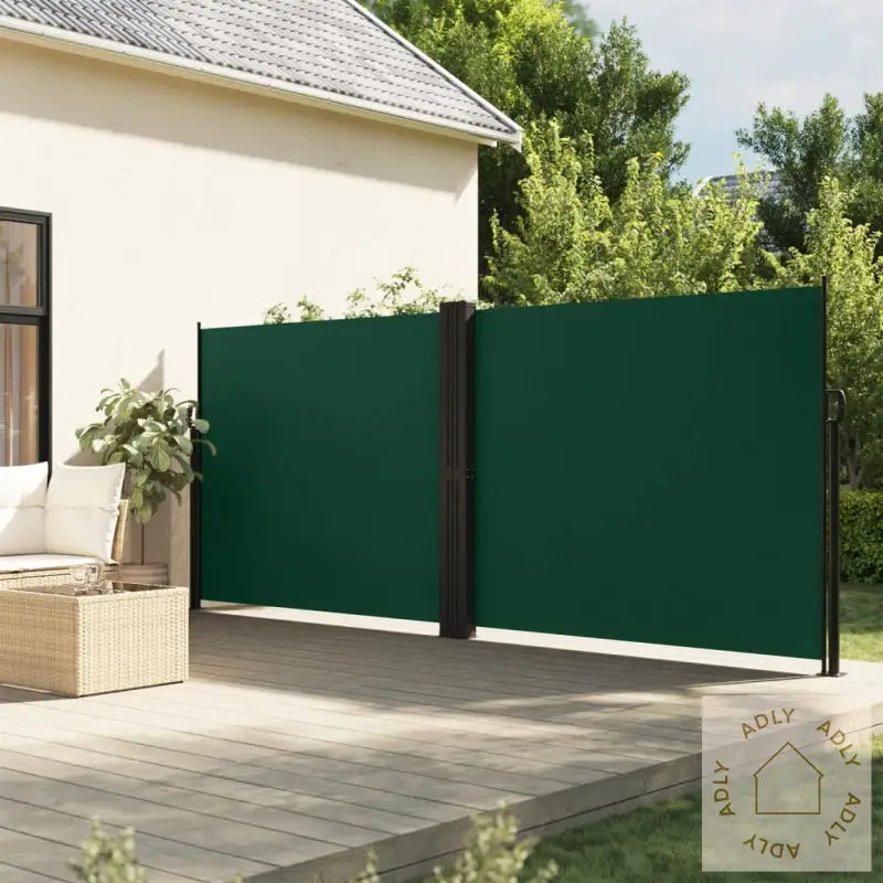 Uttrekkbar Sidemarkise 160X1200 Cm Mørkegrønn