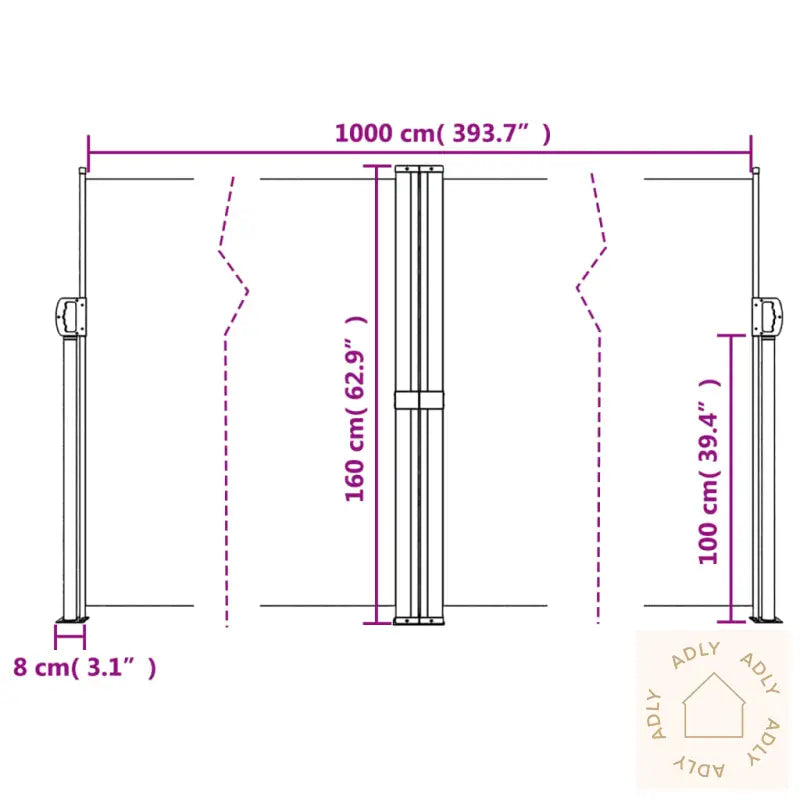 Uttrekkbar Sidemarkise Hvit 160X1000 Cm
