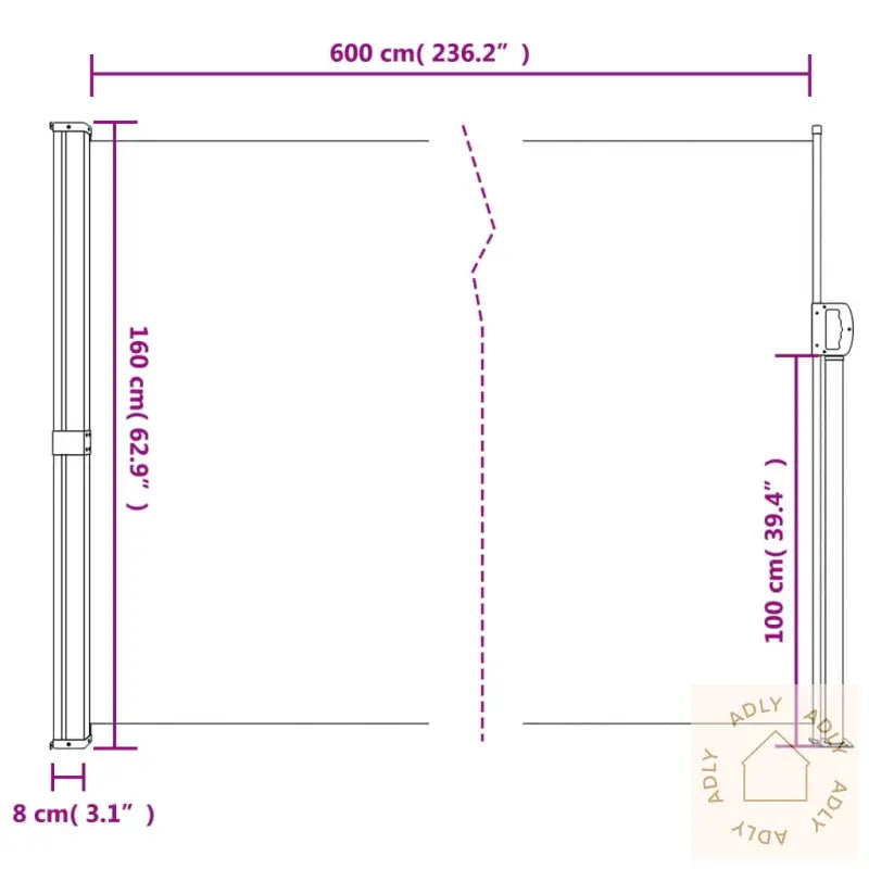 Uttrekkbar Sidemarkise 160X600 Cm Blå