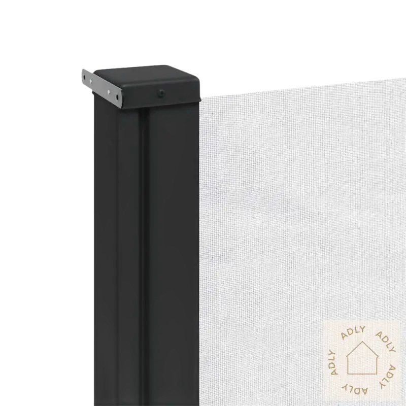 Black metallstolpe med hvitt netting for uttrekkbar sidemarkise med slitesterkt pu-belegg
