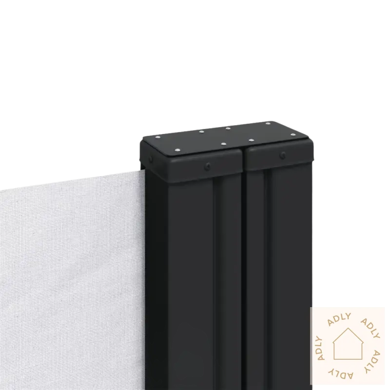 Black metallstolpe for uttrekkbar sidemarkise, perfekt til hagemøbler og uterom