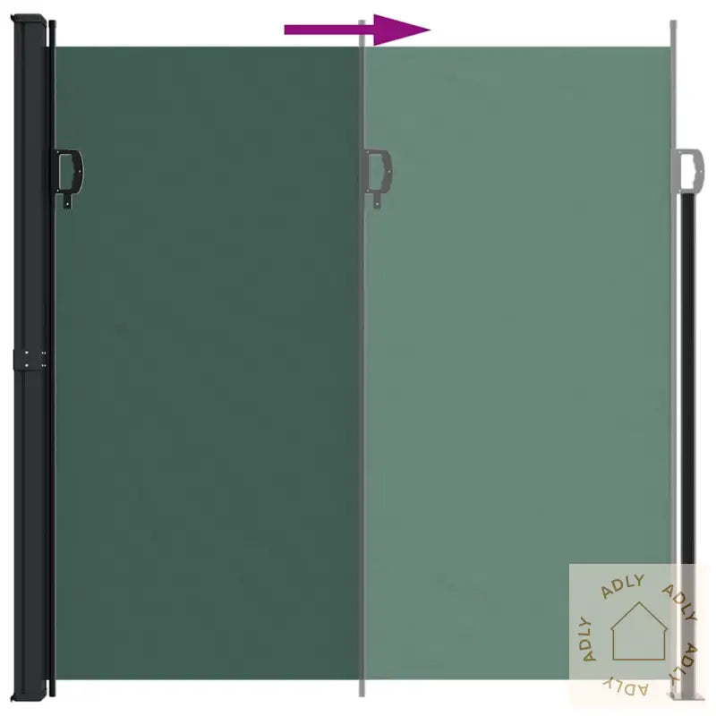 Uttrekkbar Sidemarkise Mørkegrønn 200X600 Cm