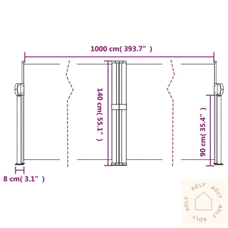 Uttrekkbar Sidemarkise 140X1000 Cm Hvit
