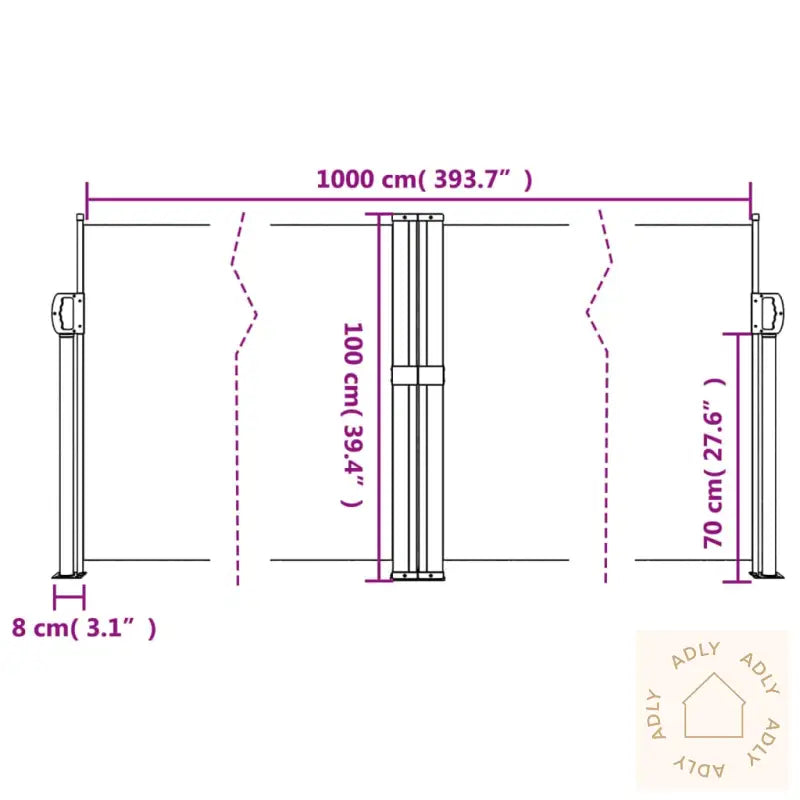 Uttrekkbar Sidemarkise 100X1000 Cm Kremhvit