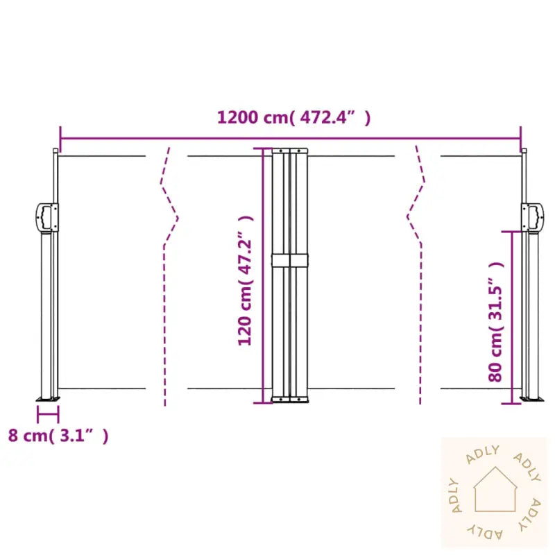 Uttrekkbar Sidemarkise Blå 120X1200 Cm