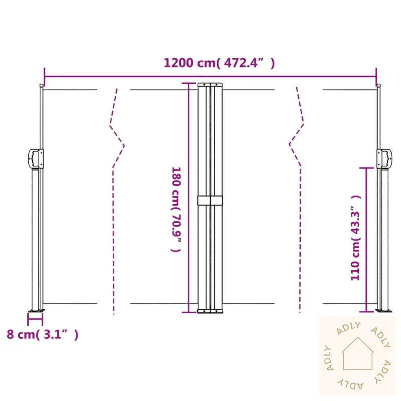 Uttrekkbar Sidemarkise 180X1200 Cm Brun