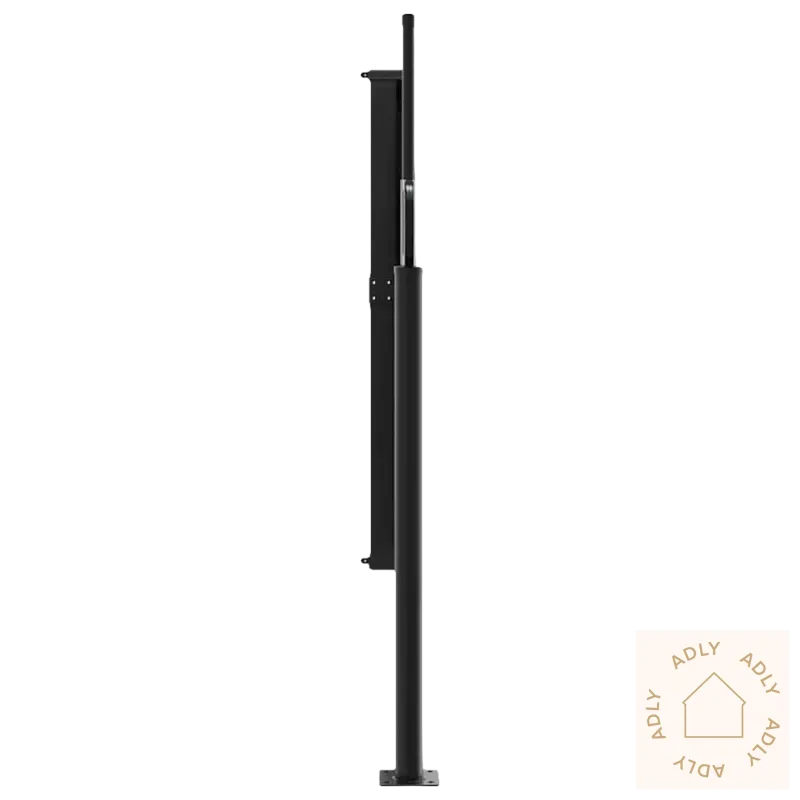 Black metall display stand for uttrekkbar sidemarkise for hagemøbler og møbler til hjemmet