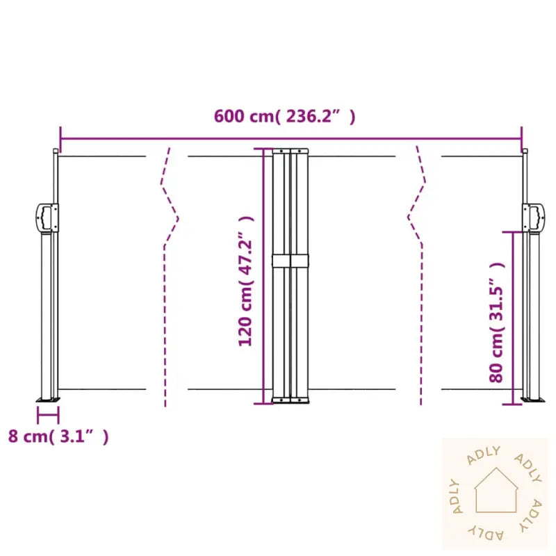 Uttrekkbar Sidemarkise Terrakotta 120X600 Cm