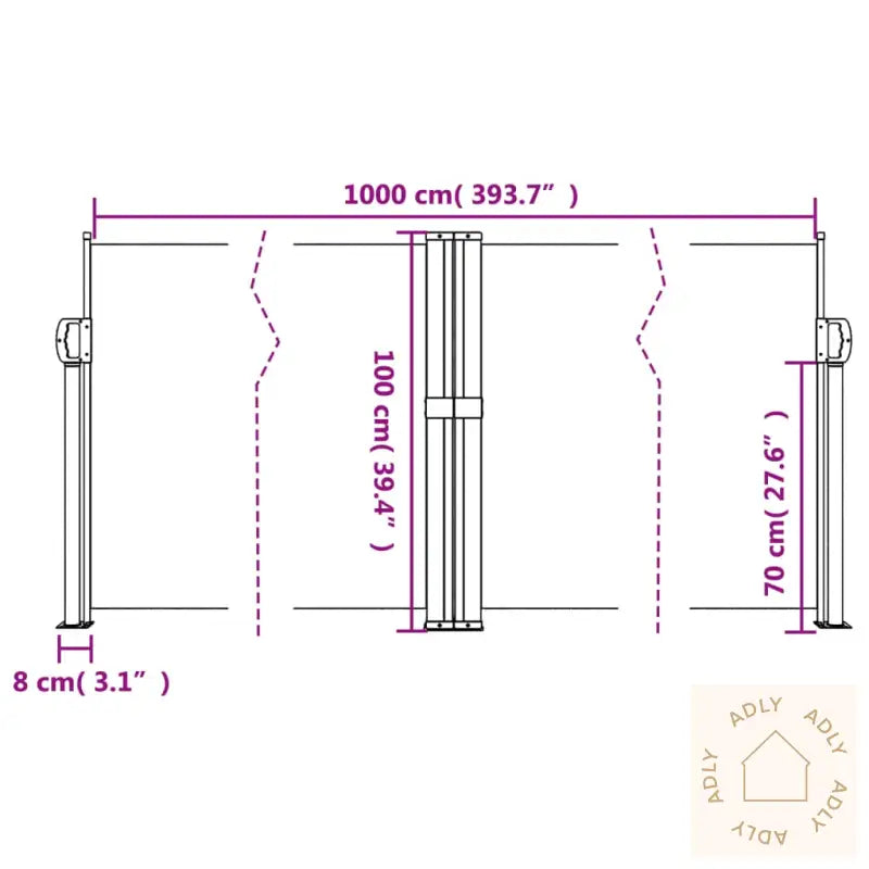 Uttrekkbar Sidemarkise 100X1000 Cm Brun