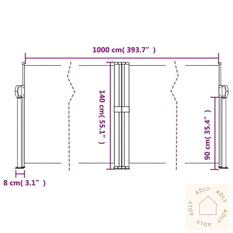 Uttrekkbar Sidemarkise 140X1000 Cm Brun