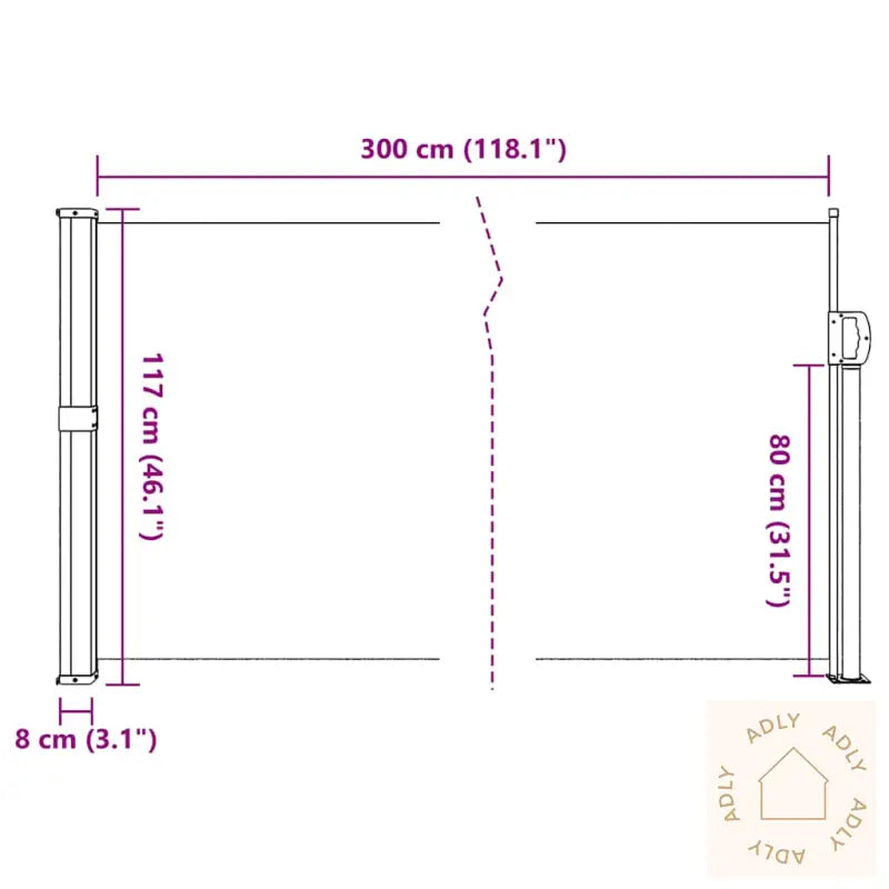 Uttrekkbar Sidemarkise Mørkegrønn 117X300 Cm