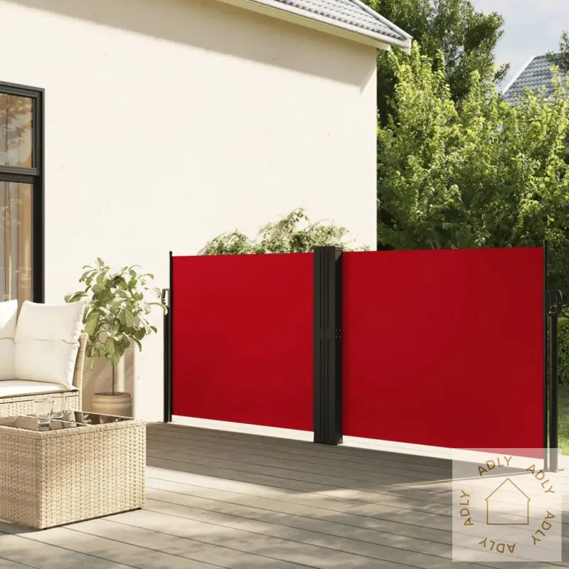 Uttrekkbar Sidemarkise 120X600 Cm Rød