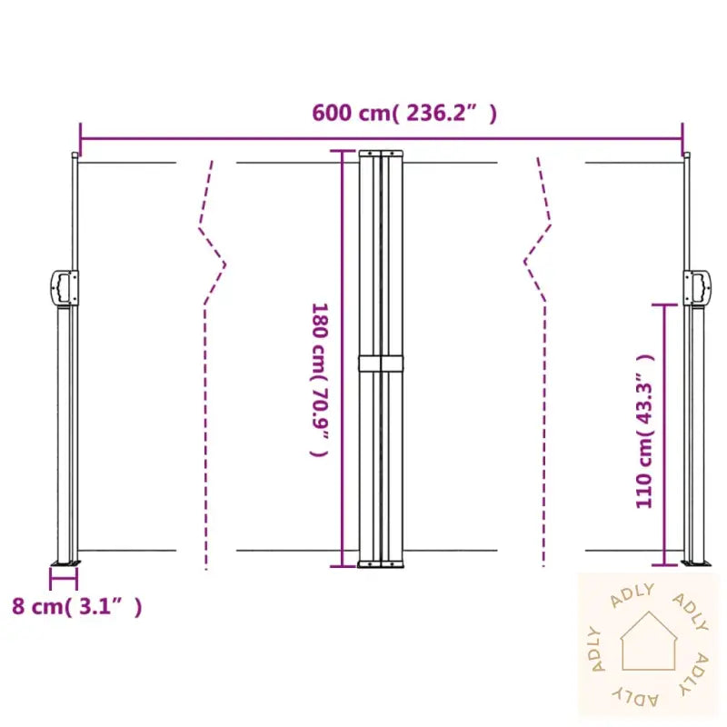 Uttrekkbar Sidemarkise 180X600 Cm Brun