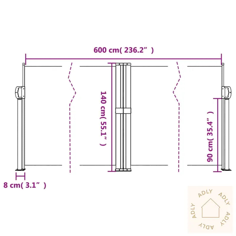 Uttrekkbar Sidemarkise 140X600 Cm Blå