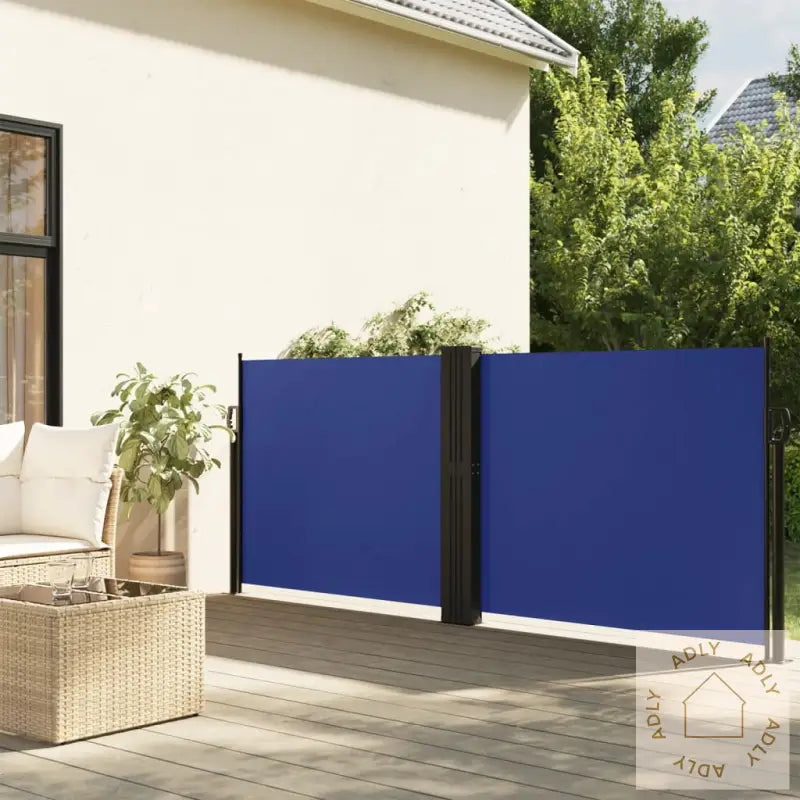 Uttrekkbar Sidemarkise 140X600 Cm Blå