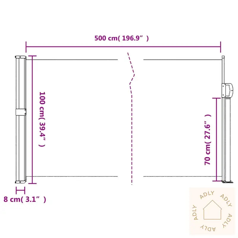 Uttrekkbar Sidemarkise Kremhvit 100X500 Cm