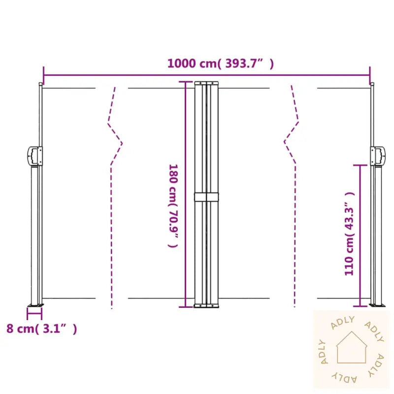 Uttrekkbar Sidemarkise 180X1000 Cm Hvit