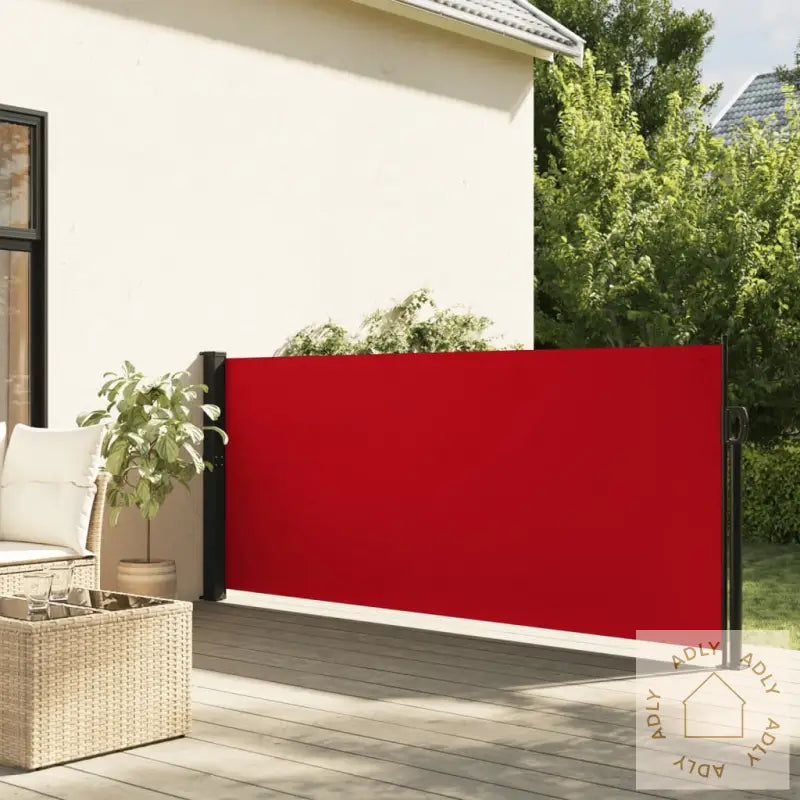Uttrekkbar Sidemarkise 140X600 Cm Rød