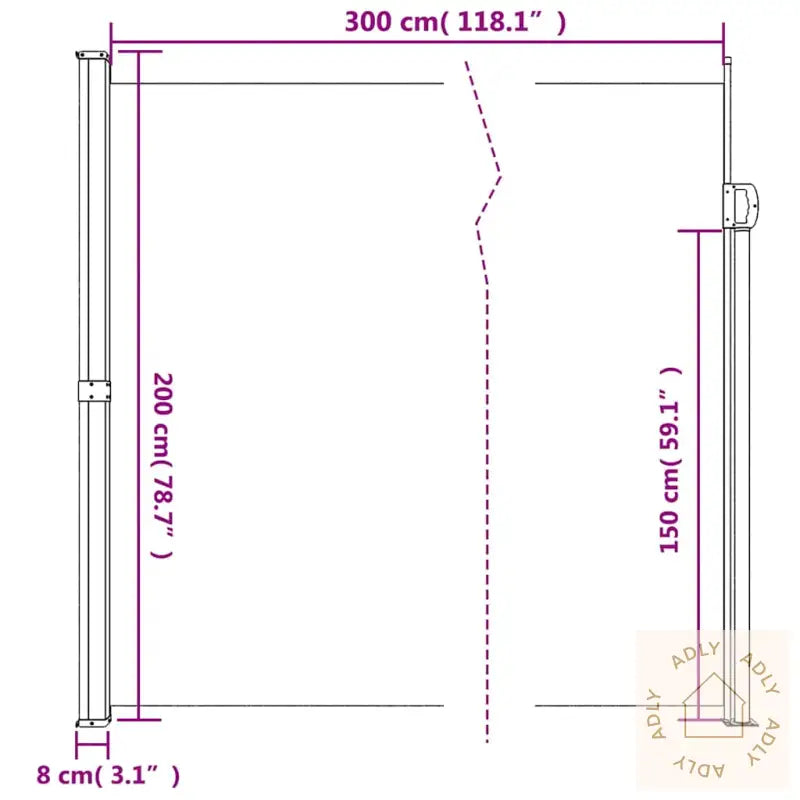Uttrekkbar Sidemarkise Mørkegrønn 200X300 Cm