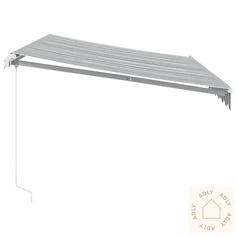 Manuell Uttrekkbar Markise Med Led Antrasitt Og Hvit 350X250 Cm