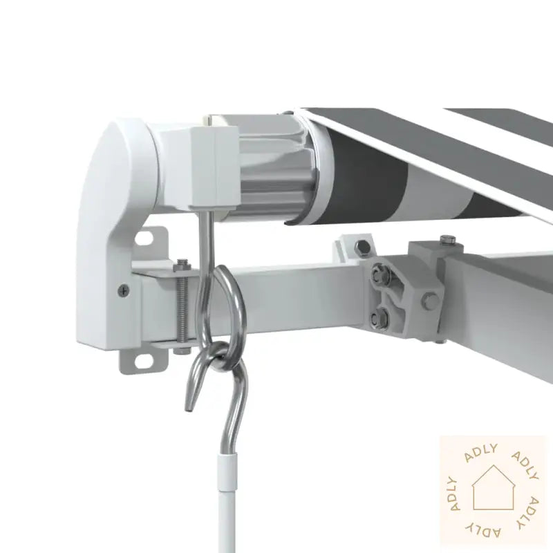 Manuell Uttrekkbar Markise Med Led Antrasitt Og Hvit 350X250 Cm