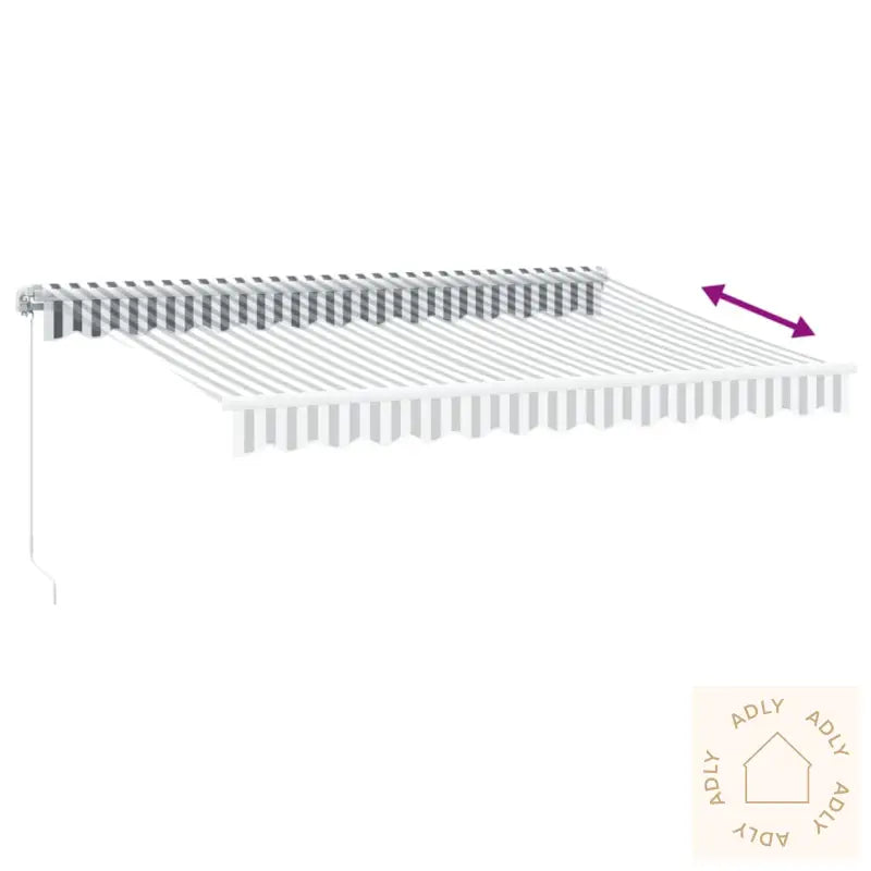 Manuell Uttrekkbar Markise Med Led Antrasitt Og Hvit 350X250 Cm