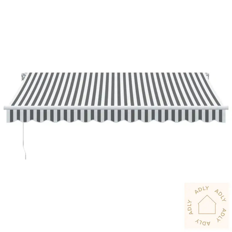 Manuell Uttrekkbar Markise Med Led Antrasitt Og Hvit 350X250 Cm