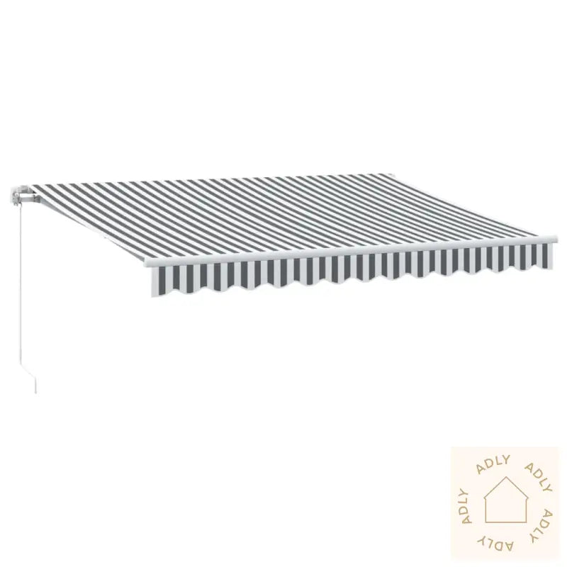 Manuell Uttrekkbar Markise Med Led Antrasitt Og Hvit 350X250 Cm