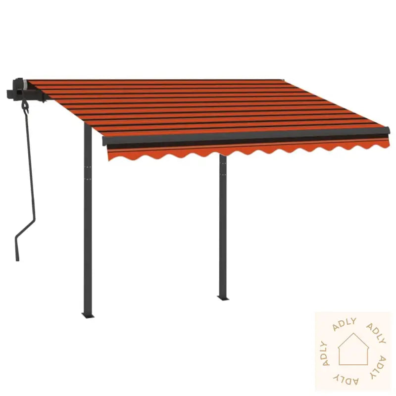Automatisk Uttrekkbar Markise Med Stolper 3,5X2,5M Oransje Brun